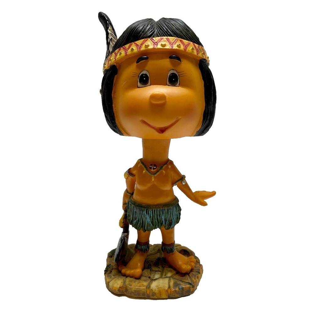 Vintage Native American Indian Bobble Head Child Figurine Tribal Collectible EUC